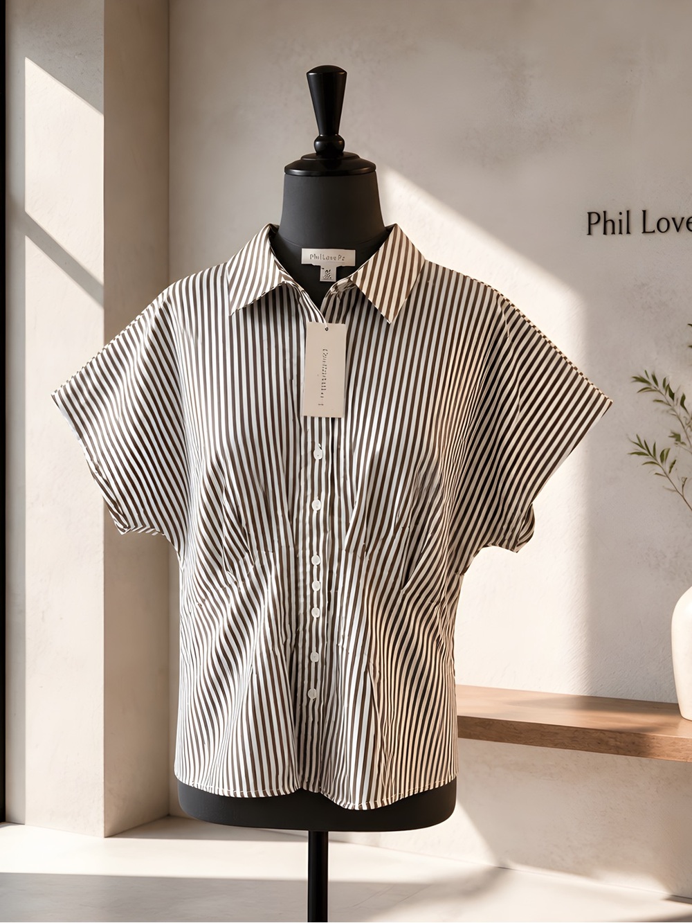 Philosophy Dane Lewis Oversized Cinched Waistline Button Down Blouse